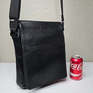 Waterfield Designs Black Leather Muzetto Vertical Messenger Crossbody Bag